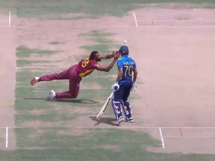 West Indian cricketer Kieron Pollard made a surprise catch in the first ODI against Sri Lanka in Antiga, which was no less than a surprise.